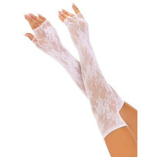 Leg Ave Floral Net Fingerless Gloves White by Leg Avenue Lingerie – Discreet Erotic Clothing from My Devilish Desires