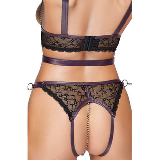 Cottelli Lace and Chain Bondage Crotchless Set by Corsetti Lingerie – Discreet Erotic Clothing from My Devilish Desires