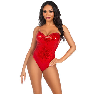 Leg Avenue Sequin Boned Bodysuit Red by Leg Avenue Lingerie – Discreet Erotic Clothing from My Devilish Desires