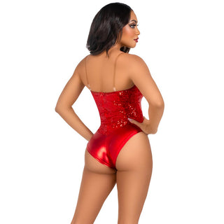 Leg Avenue Sequin Boned Bodysuit Red by Leg Avenue Lingerie – Discreet Erotic Clothing from My Devilish Desires