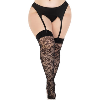 Leg Avenue Wild Rose Net Thigh Highs UK 14 to 18 by Leg Avenue Lingerie – Discreet Hosiery from My Devilish Desires