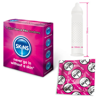 Skins Dots And Ribs Condoms x50 (Pink)