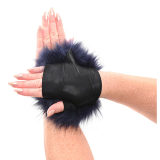 Cougar Spiked Sensory Glove – Navy Faux Fur BDSM Glove