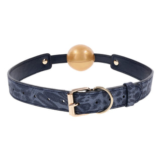 Cougar Ball Gag – Navy and Gold Adjustable Beginner Gag