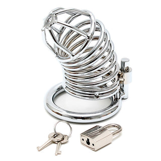 Chrome Chastity Cock Cage with Padlock