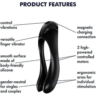 Satisfyer Candy Cane Finger Vibrator Black by Satisfyer Pro – Discreet Sex Toys & Erotic Games from My Devilish Desires