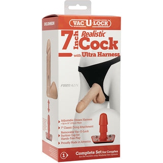 VacULock 7 Inch Realistic Cock With Ultra Harness by Doc Johnson – Discreet Sex Toys & Erotic Games from My Devilish Desires