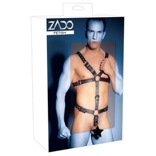 Mens Leather Adjustable Harness With Cock Ring by Zado – Discreet Erotic Clothing from My Devilish Desires