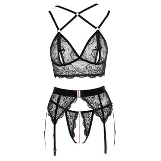 Abierta Fina Lacey Open Suspender Set by Abierta Fina – Discreet Lingerie from My Devilish Desires