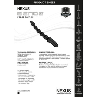 Nexus Bendz Vibrating Anal Probe by Nexus – Discreet Sex Toys & Erotic Games from My Devilish Desires