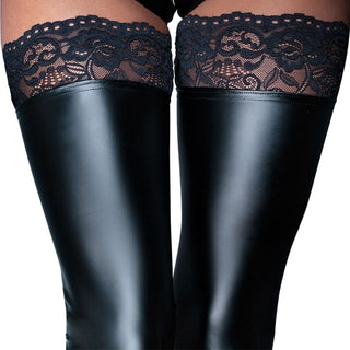 Noir Handmade Black Footless Lace Top Stockings by Various Toy Brands – Discreet Hosiery from My Devilish Desires