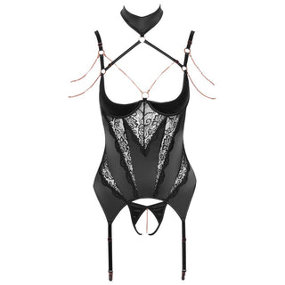 Abierta Fina Open Basque Set With Chains by Abierta Fina – Discreet Lingerie from My Devilish Desires