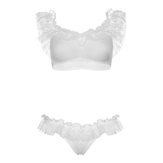 Leg Avenue Lace Ruffle Crop Top and Panty UK 8 to 14 by Leg Avenue Lingerie – Discreet Lingerie from My Devilish Desires
