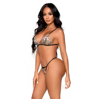 Leg Avenue Floral Sheer Bra and GString Black by Leg Avenue Lingerie – Discreet Lingerie from My Devilish Desires