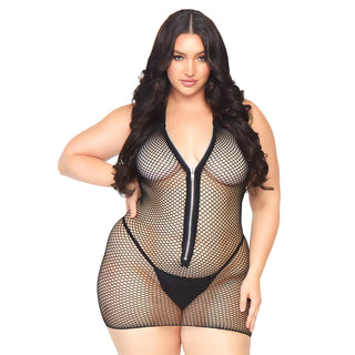 Leg Avenue Fishnet Zip Up Dress Plus Size UK 18 to 22 by Leg Avenue Lingerie – Discreet Erotic Clothing from My Devilish Desires
