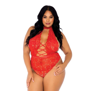 Leg Avenue Floral Lace Crotchless Teddy Red UK 18 to 22 by Leg Avenue Lingerie – Discreet Erotic Clothing from My Devilish Desires