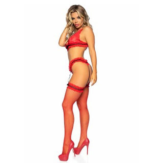 Leg Avenue Bra Panty and Stockings Set Red UK 6 to 12 by Leg Avenue Lingerie – Discreet Lingerie from My Devilish Desires