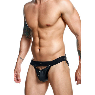 Male Basics Dngeon Peekaboo Jock Black One Size by Male Basics – Discreet Jock Straps from My Devilish Desires