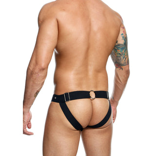 Male Basics Dngeon Peekaboo Jock Black One Size by Male Basics – Discreet Jock Straps from My Devilish Desires
