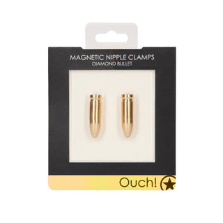 Ouch Magnetic Nipple Clamps Diamond Bullet Gold by Shots Toys – Discreet Sex Toys & Erotic Games from My Devilish Desires