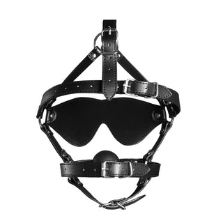 Ouch Xtreme Blindfolded Harness With Solid Ball Gag by Shots Toys – Discreet Sex Toys & Erotic Games from My Devilish Desires