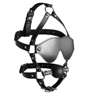 Ouch Xtreme Blindfolded Harness With Solid Ball Gag by Shots Toys – Discreet Sex Toys & Erotic Games from My Devilish Desires