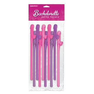 Bachelorette Party Favors 10 Pecker Straws Pink And Purple by PipeDream – Discreet Party Favors from My Devilish Desires