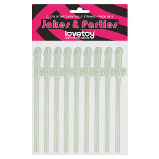 Lovetoy Pack Of 9 Willy Straws Glow In The Dark by Lovetoy – Discreet Cocktail Decorations from My Devilish Desires