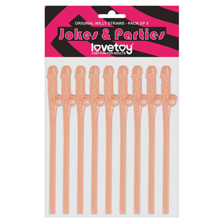 Lovetoy Pack Of 9 Willy Straws Flesh Pink by Lovetoy – Discreet Cocktail Decorations from My Devilish Desires