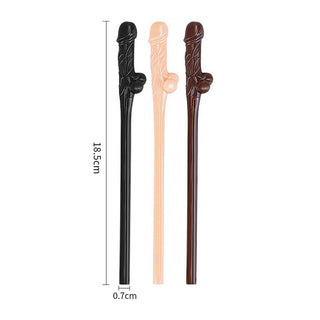 Lovetoy Pack Of 9 Willy Straws Black Brown And Pink by Lovetoy – Discreet Cocktail Decorations from My Devilish Desires