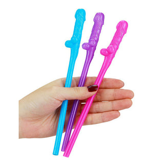 Lovetoy Pack Of 9 Willy Straws Blue Pink And Purple by Lovetoy – Discreet Cocktail Decorations from My Devilish Desires