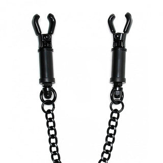 Black Metal Adjustable Nipple Clamps With Chain by Rimba – Discreet Sex Toys & Erotic Games from My Devilish Desires