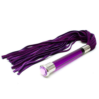Purple Suede Flogger With Glass Handle And Crystal by Rimba – Discreet Sex Toys & Erotic Games from My Devilish Desires