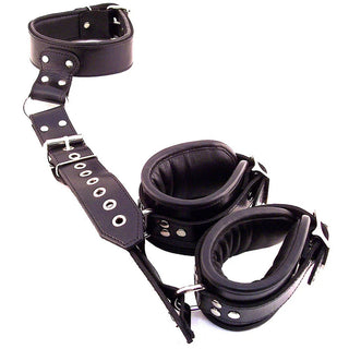 Rouge Garments Black Leather Neck to Wrist Restraints by Shots Toys – Discreet Sex Toys & Erotic Games from My Devilish Desires