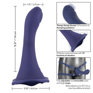 Her Royal Harness Me2 Thumper Strap On With Rechargeable Vibe by California Exotic – Discreet Sex Toys & Erotic Games from My Devilish Desires