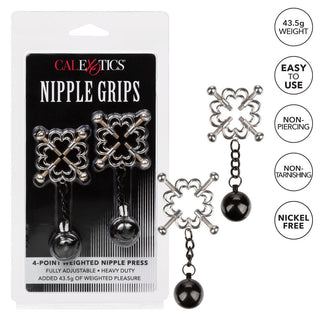 Nipple Grips 4 Point Weighted Nipple Press by California Exotic – Discreet Sex Toys & Erotic Games from My Devilish Desires