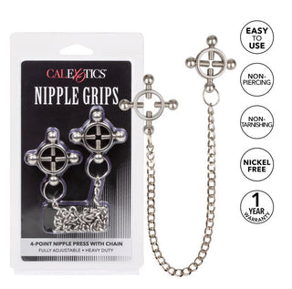 Nipple Grips 4 Point Nipple Press With Chain by California Exotic – Discreet Sex Toys & Erotic Games from My Devilish Desires