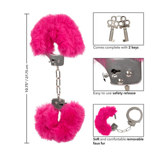 Ultra Fluffy Furry Cuffs Pink by California Exotic – Discreet Sex Toys & Erotic Games from My Devilish Desires
