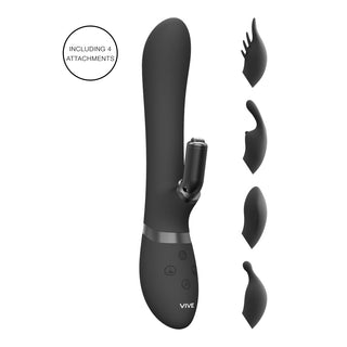 Vive Chou Double Action Interchangeable Rabbit Vibrator Black by Shots Toys – Discreet Sex Toys & Erotic Games from My Devilish Desires