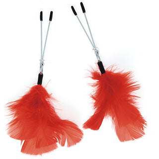 Red Feather Nipple Clamps by Rimba – Discreet Sex Toys & Erotic Games from My Devilish Desires